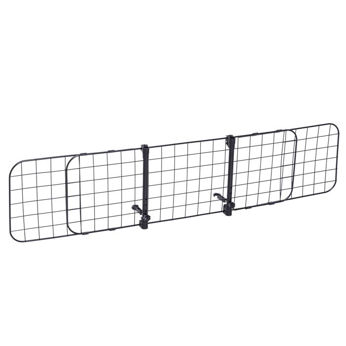 Barrière grille de séparation universelle voiture pour animaux longueur réglable dim. 91-145L x 30H cm kit complet installation