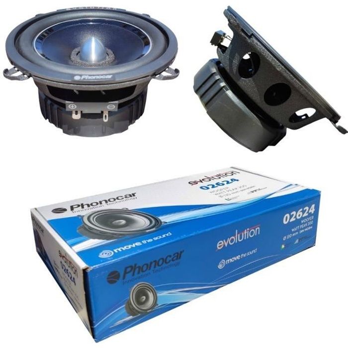 2 PHONOCAR 02624 haut-parleurs woofer 13,00 cm 130 mm 5- 100 watt rms 200 watt Max impédance 4 ohm 90 db spl sql voiture, la Paire