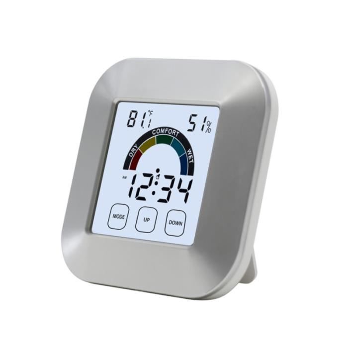 1 compteur d'humidité d'écran tactile d'indice de confort d'ABS d'horloge électronique de PC pour la maison d'intérieur