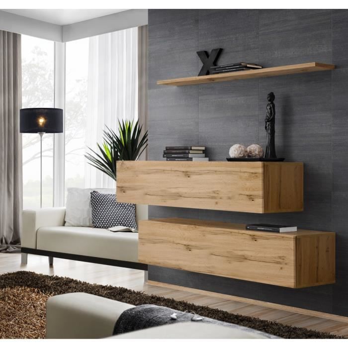 Ensemble meubles de salon SWITCH SBII design, coloris chêne Wotan. 30 Marron