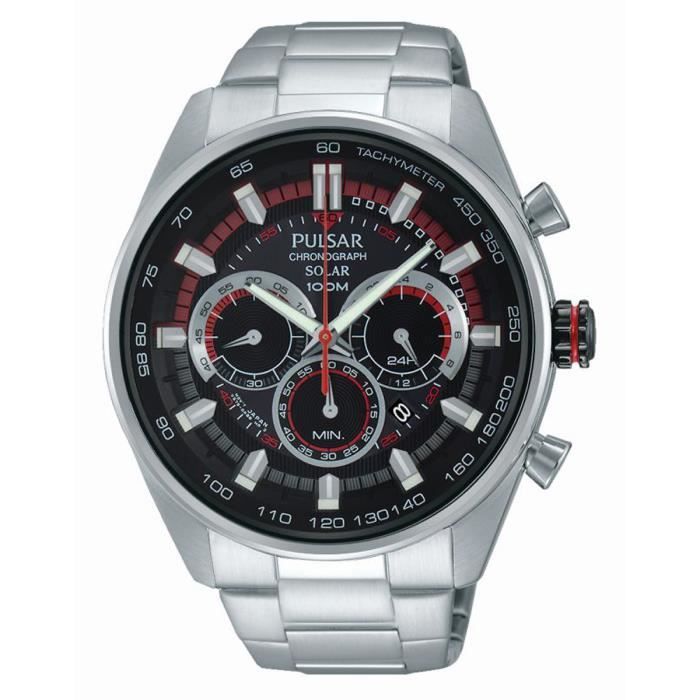 Montre Homme PULSAR modèle RACING Argenté et Rouge-Noire - PX5017X1