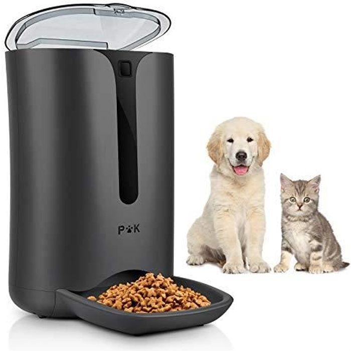 PUPPY KITTY 7L Distributeur Croquette Automatique pour Chats et Chiens, Enregistrement Vocal ,Double Puissance,4 Repas par Jour,Noir