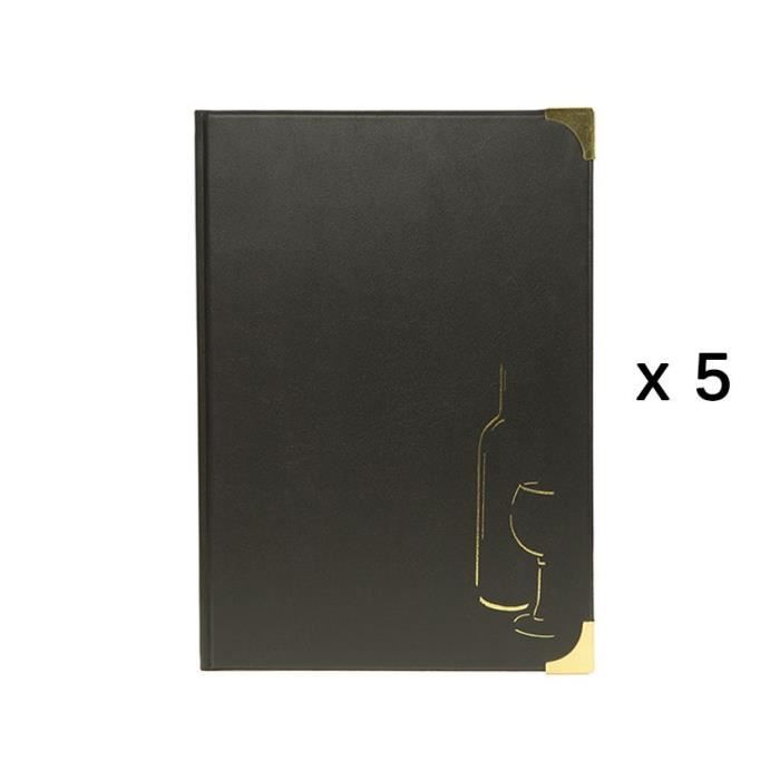 Lot de 5 cartes des vins, boissons, cocktails Basic pour hôtel restaurant brasserie 24 PVC