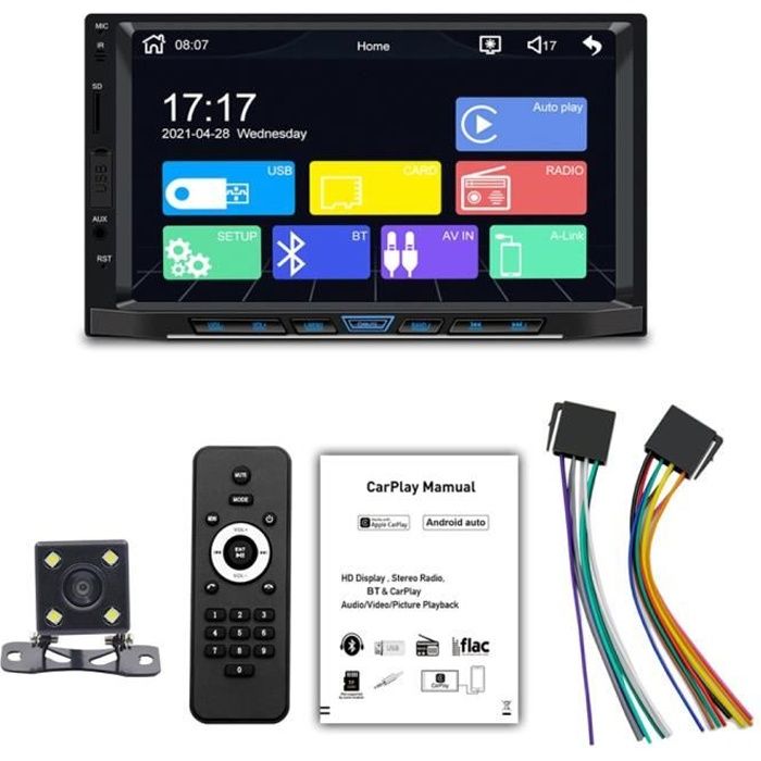Autoradio Bluetooth 7 '' HD écran -Lecteur de voiture MP5 hôte Apple carplay interconnexion de téléphone portable -avec caméra 4LED