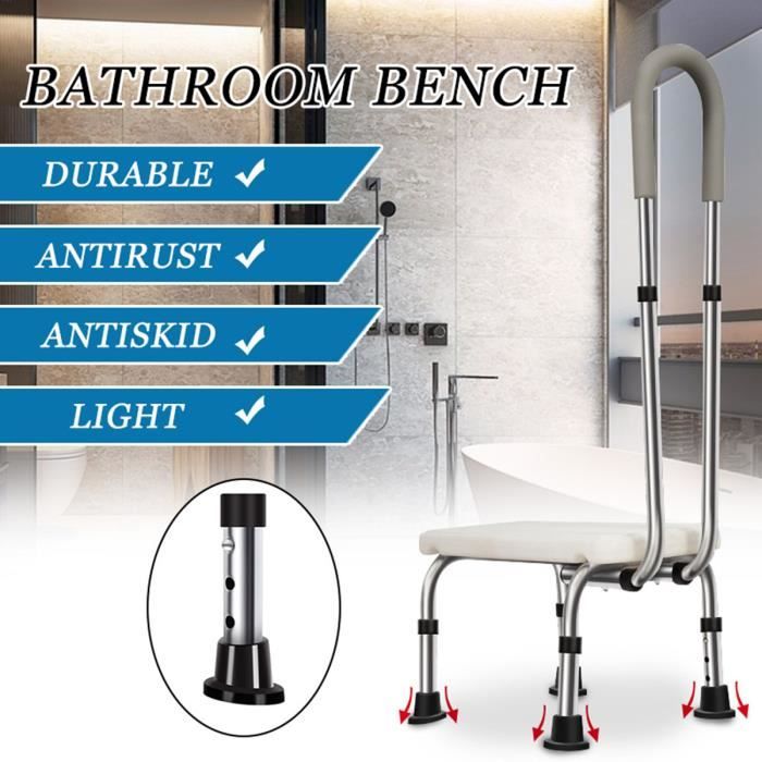 Tabouret de Douche Bain Réglable En Hauteur Ergonomique Pieds Antidérapant