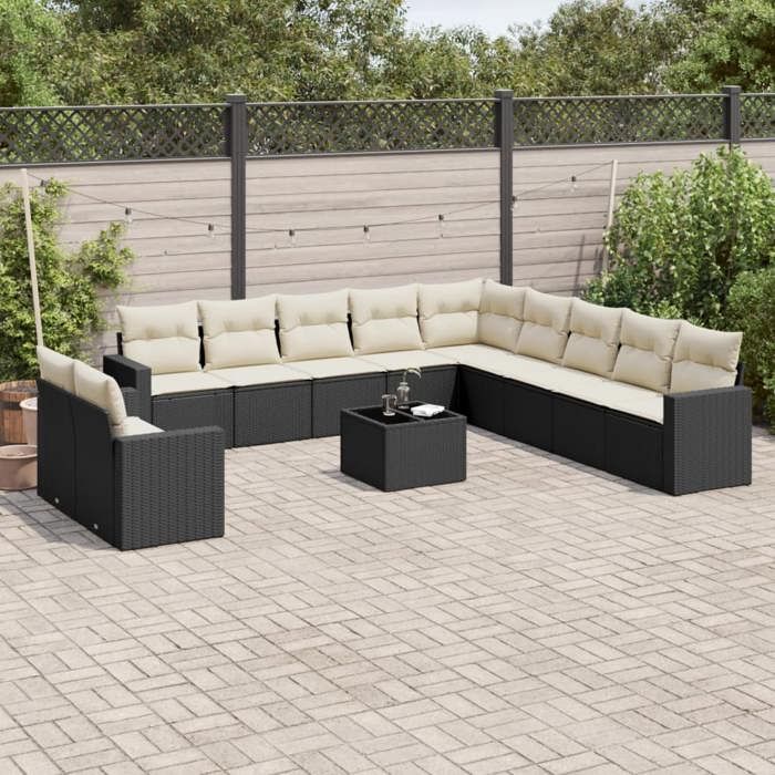 vidaXL Salon de jardin 12 pcs Résine Tressée