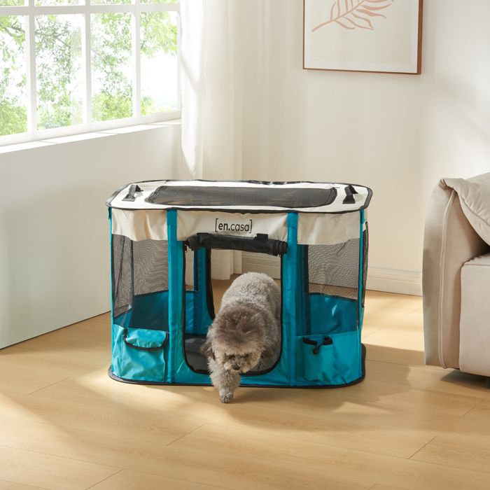 Comparer les prix de Parc pliable pour chiens - Mörbylånga - 80 x 60 x 55 cm - Bleu - Beige