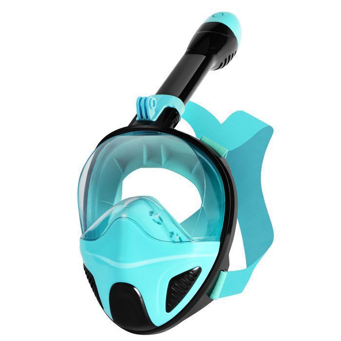 Masque De Plongée Intégral Panoramique 180° - Silicone, Anti-buée, Avec Support Caméra