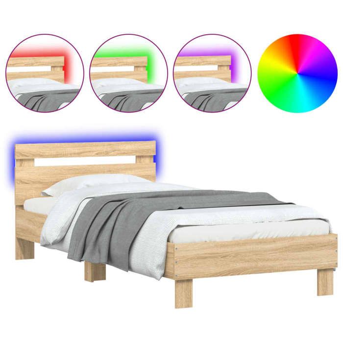 Lit adulte - 90x190cmlit simple Cadre de lit avec lumières LED CHY48473880