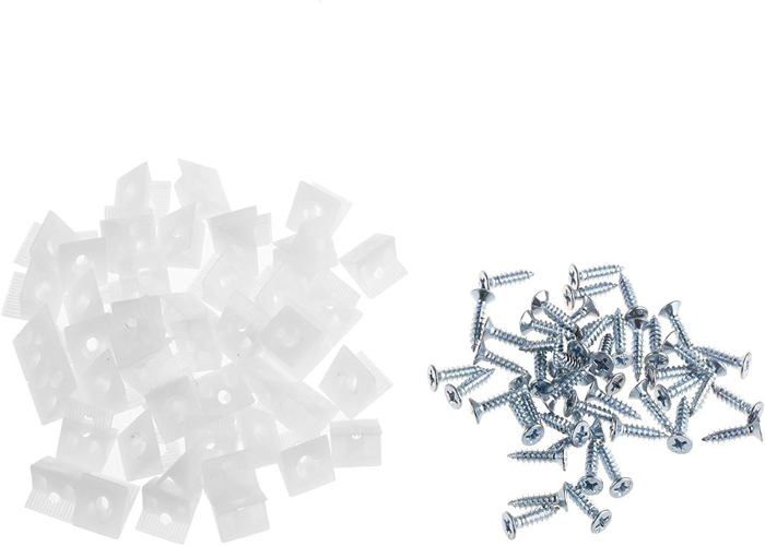 50 pcs Blanc Couleur En Plastique Meubles Coffre Tiroir Bas Réparation Fixation Réparer Réparation Cales avec Vis