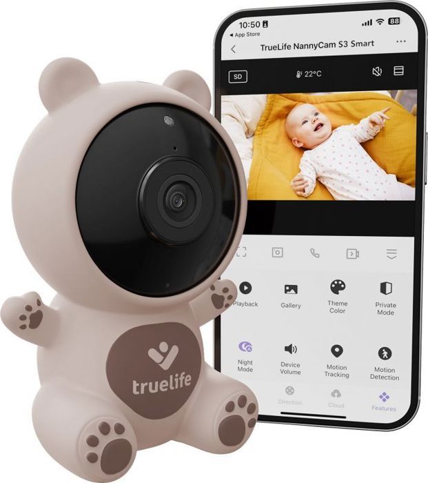 Kit caméra de surveillance - TRUELIFE - NannyCam S3 Smart - Vision nocturne - 1 caméra - Dôme blanc