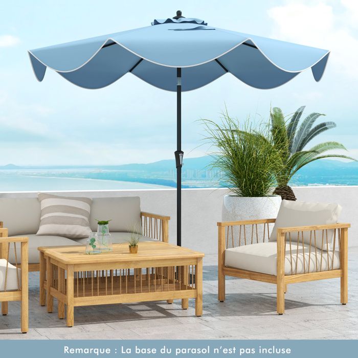 RELAX4LIFE Grand Parasol De Jardin Extérieur 470x450cm Avec LED Solaire, Parasol Double Avec 48 Lumieres Parasol Extra Large Avec Manivelle Base De Parasol Pour Jardin Cour Piscine 84294325