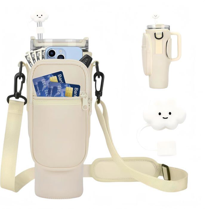 Stanlley Cup Accessoires Sac de Transport pour Stanlley Cup 40oz Sac Isotherme Bouteille avec Bandoulière Réglable et Mousqueton
