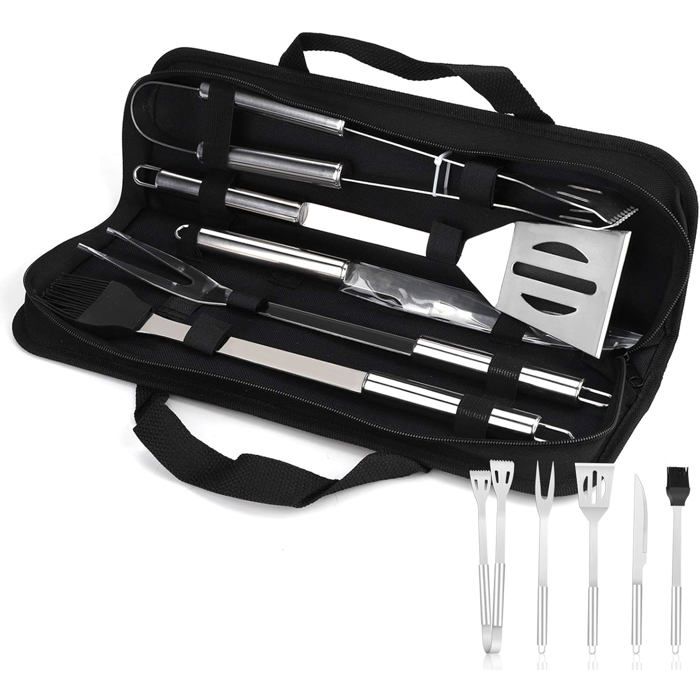 Ensemble d'outils de barbecue, kit d'ustensiles de barbecue en acier