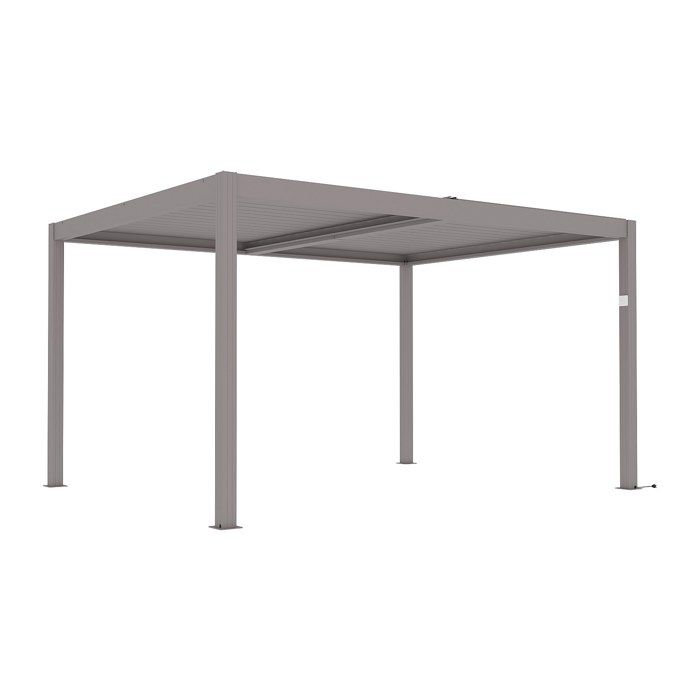 Pergola bioclimatique autoportante électrique taupe en aluminium avec lames orientables 12 m² - AMADORA