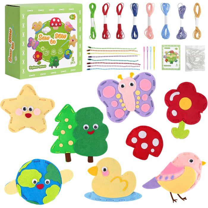 Kit Couture Enfant Citrouille Halloween - 3 Modèles En Feutre Prédécoupés - Activité Manuelle Créative Dès 6 Ans
