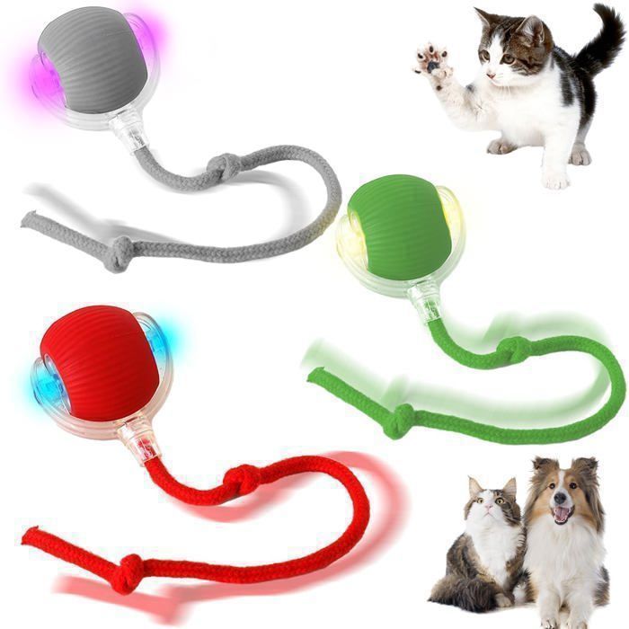 Pet Smart Rolling Ball Balle Interactive pour Chat Boule Électrique Automatique Rechargeable Electric Cat Toy Ball Lot de 3