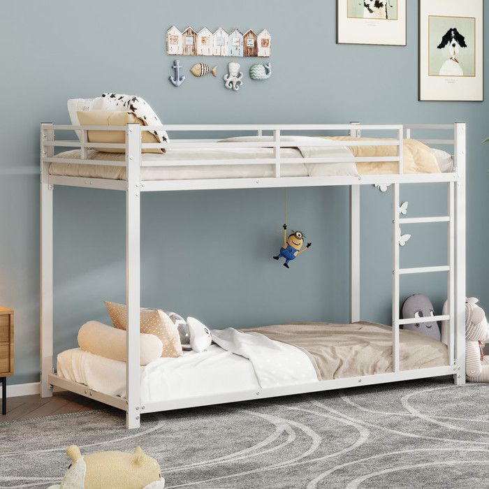 Lit Superposé Enfant - Métal Blanc - 90x200cm - 120kg Charge Max - EN747 Certifié