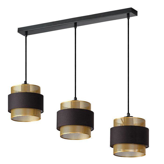 OSRAM DECOR Suspension Hornet LINEAR 3xE27 Noir Or Lampe suspendue Métal Textile pour une ambiance chaleureuse OSRAM DECOR Suspension Hornet LINEAR 3xE27 Noir Or Lampe suspendue Métal Textile pour une ambiance chaleureuse