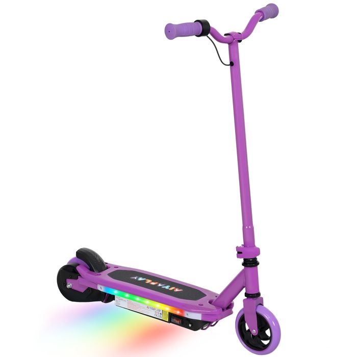 AIYAPLAY Trottinette &Eacute;lectrique Enfant Led Multicolore Max. 10km/H Autonomie 8km B&eacute;quille Acier Mauve