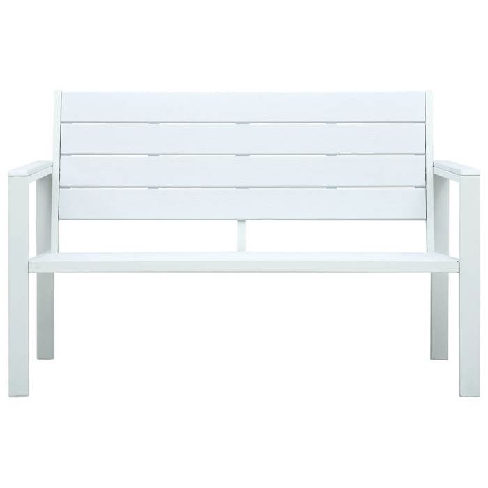 “Winter SaleTOP Banc de jardin Blanc - Banc de jardin 120cm PEHD Blanc Aspect de bois PRO20833