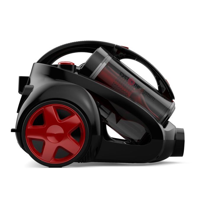 Aspirateur traîneau sans sac - TESLA - PowerClean Pro - Filtre HEPA lavable - 800 W - Silencieux 79 dB - Noir et Rouge