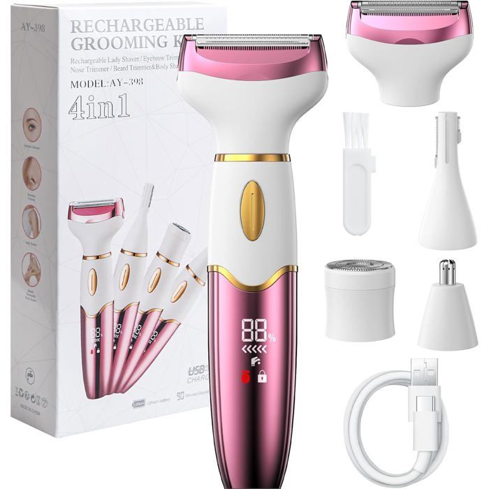 Rasoir lectrique 4 En 1 Pour Femme Avec Affichage Num rique tanche rasoir-lectrique-4-en-1-pour-femme-avec-affichage-num-rique-tanche