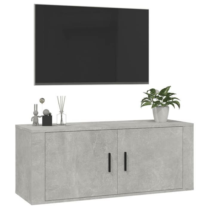 SALE Janvier MODERNE Armoire multimédia - MGH - Meuble TV/HIFI - Montage mural - Gris béton 100x34 5x40 cm TT4512