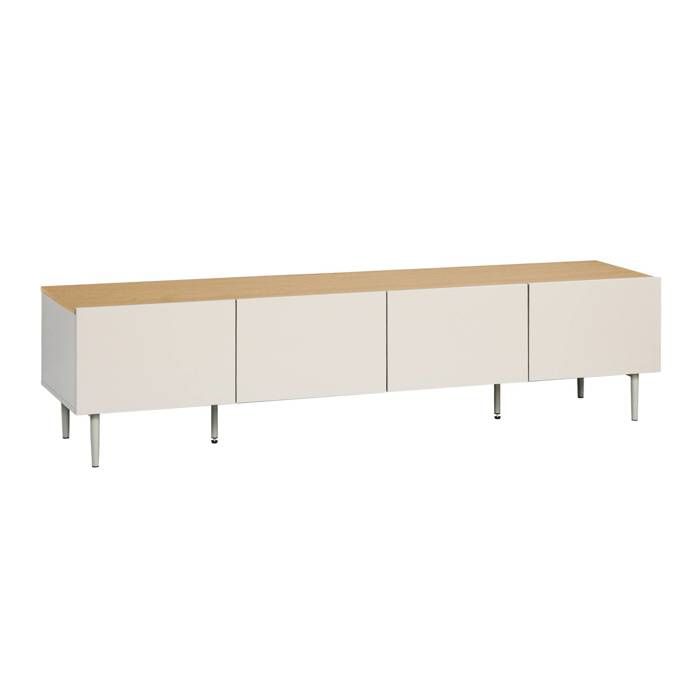Meuble TV métal et décor bois 4 portes 180cm beige et naturel - Ashton Meuble TV métal et décor bois 4 portes 180cm beige et naturel - Ashton