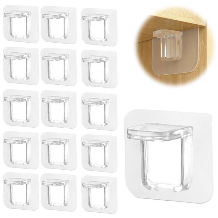 Support étagère autocollant sans perçage - 20 70x70mm adhésif fort maison bureau accessoire - Transparent Aucuneary