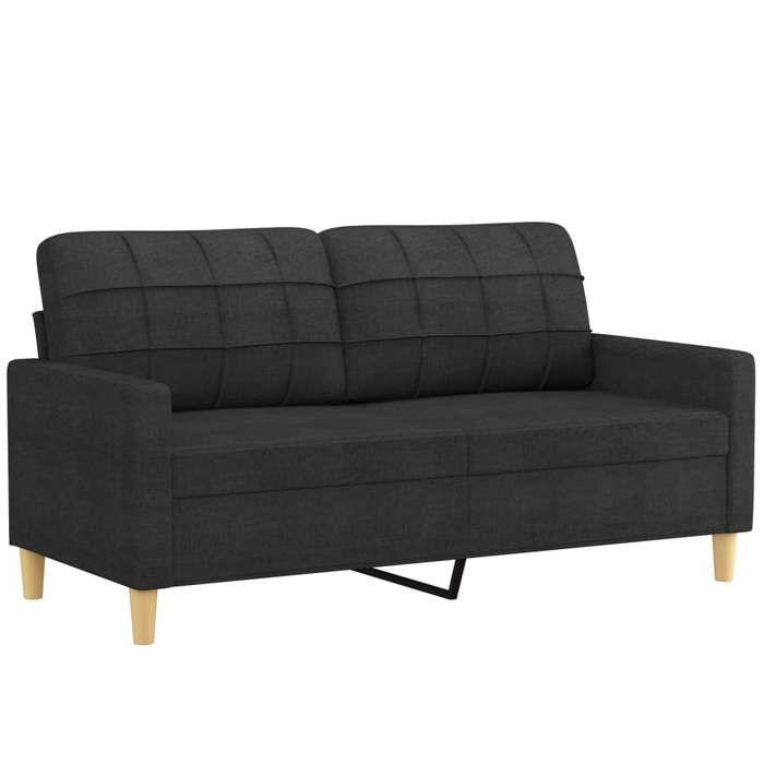 Noir Sofa esthétiqueChaise-Canapé - ABOTI - Canapé 2 places - avec oreillers décoratifs - noir - 140cm tissu Hot36609255
