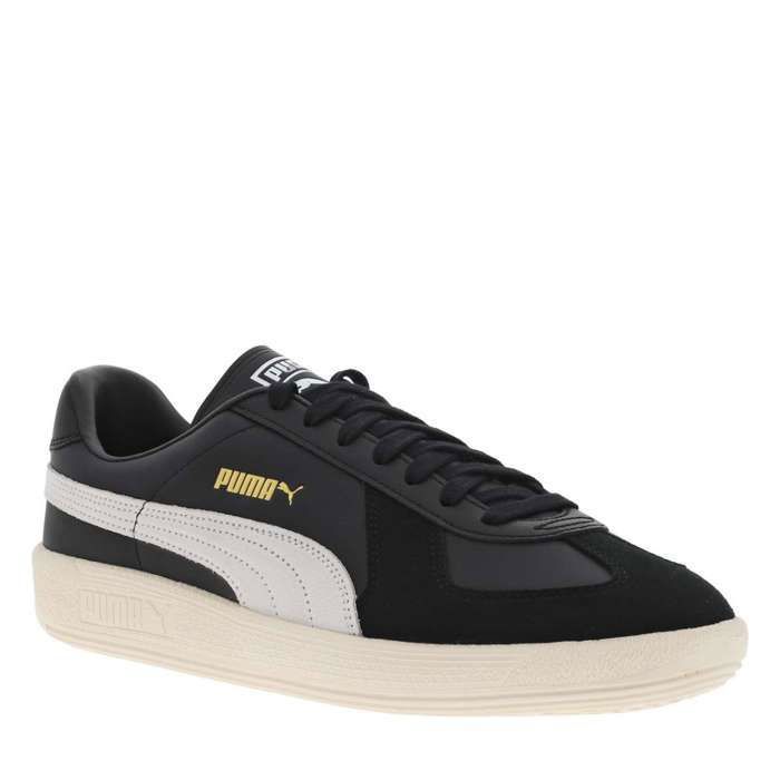 Puma Sneakers Puma en cuir de vachette noires et à lacets plats avec logo iconique