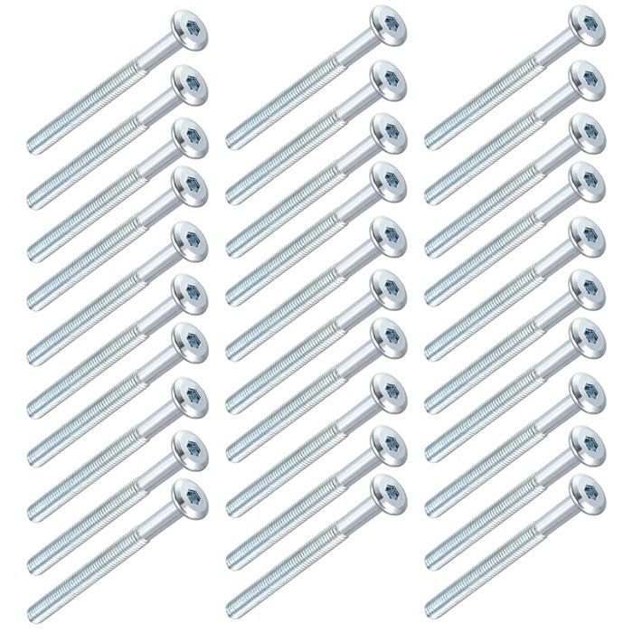 30pcs Vis à Tête Cylindrique à Six Pans M6*80mm Vis de Lit Boulons Meubles Tete Plate Filetage Partiel pour Meubles Berceaux Lits