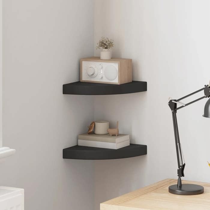 Noir Étagère Dentrée - design mural - Magnifique Étagères dangle flottantes 2 pcs - noir 25x25x3 8cm MDF CL8036175