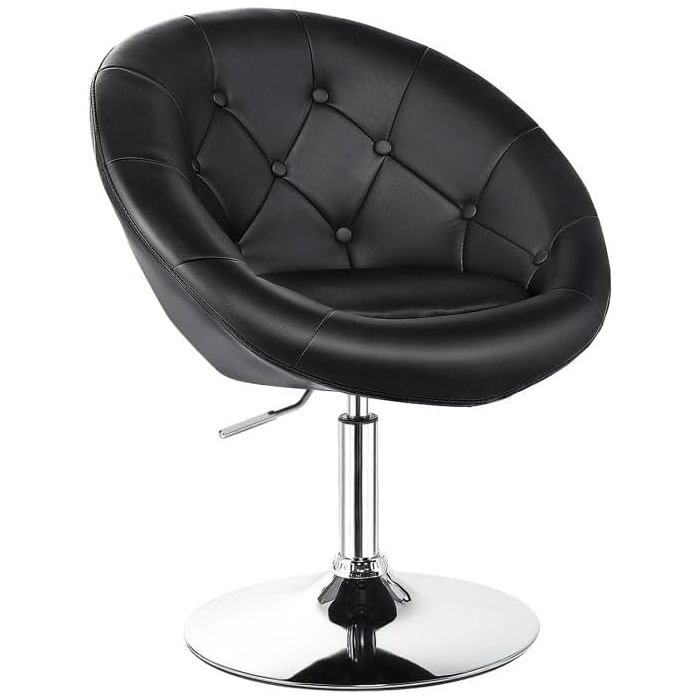 Tabouret de bar pivotant - LUNSY - Réglable en hauteur - Pivotant à 360° - Revêtement similicuir - Surpiqûres en losange
