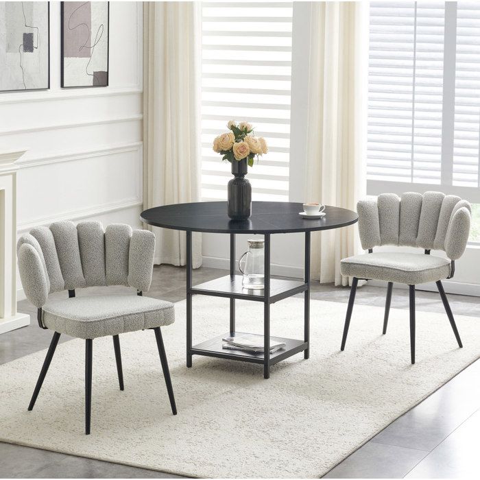 Table à manger avec chaises2 personnes table ronde 107 cm 2 chaises rangement noir et gris clair
