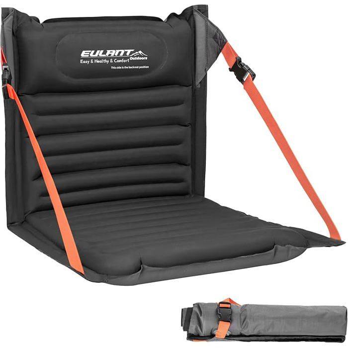 Siège gonflable extérieur avec dossier coussin de stade waterproof transat de camping noir
