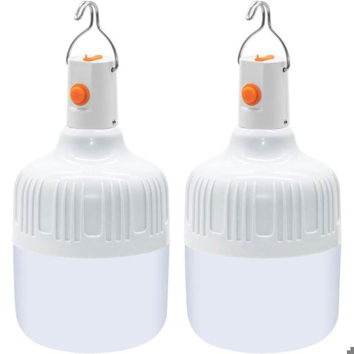 2 Pièces Lanterne de Camping Lampe Portable avec USB Rechargeable Piles 500 Lumens Super Brillant Extérieure pour Camping Te Femeo