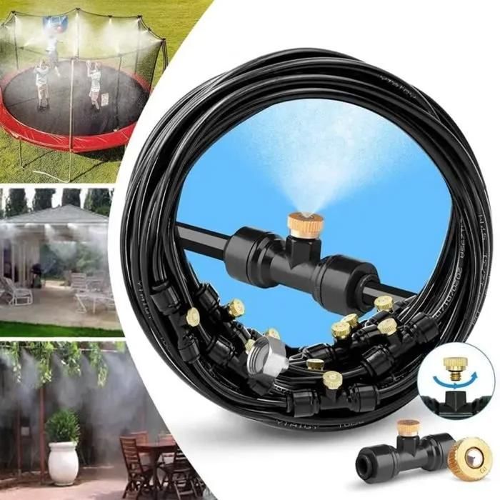 Brumisateur de terrasse - 12M 16 buses - Buses amovibles - Tuyau durable - Système multi-purpose