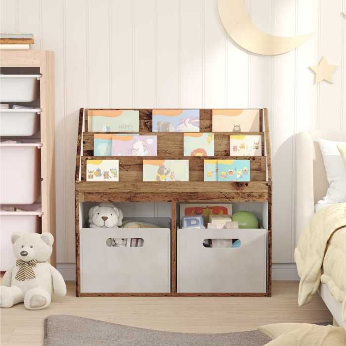 Meuble Rangement - HAOSHOP - Bibliothèque pour enfants Bois ancien 72 5 x 29 5 x 69 cm&01_42501
