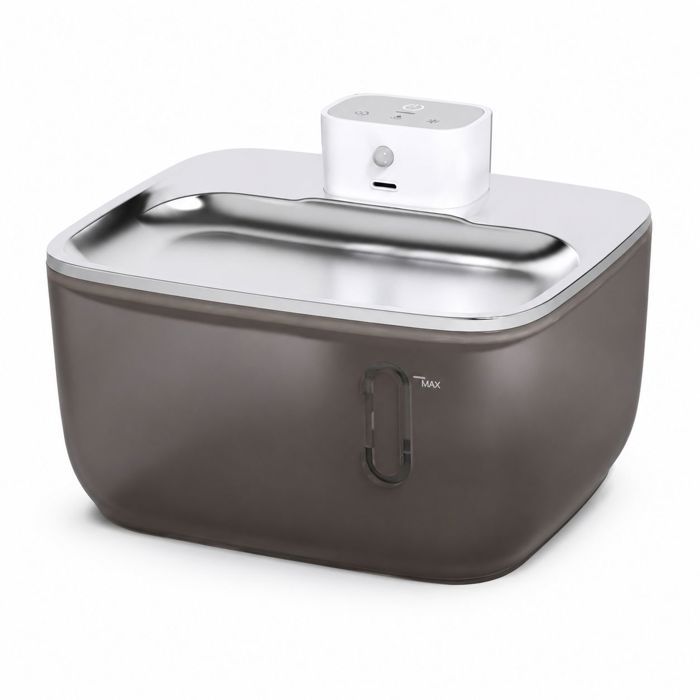 Fontaine à Eau Chat Distributeur Automatique Sans Fil Rechargeable 4000mAh Acier Inoxydable Silencieux pour Chien Chat Gris 4L