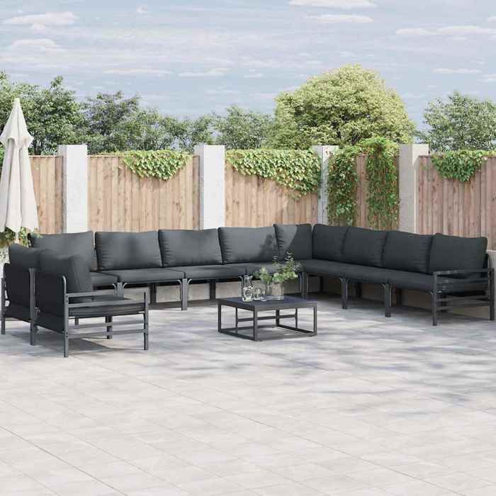 Maison Exclusive - Ensemble de canapé de jardin 11 pc Noir Acier