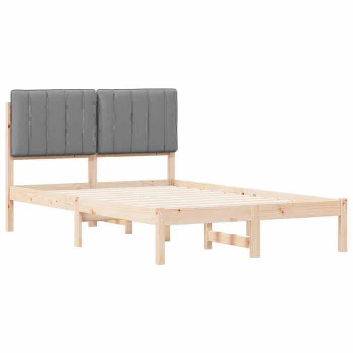 Structure de lit - HAOSHOP - Cadre de lit avec tête de lit rembourrée Gris clair&01_120397