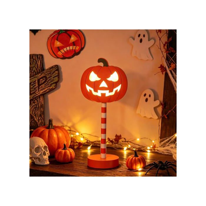 Lampe dHalloween en bois veilleuse dHalloween alimentée par piles pour décoration de bureau dintérieur