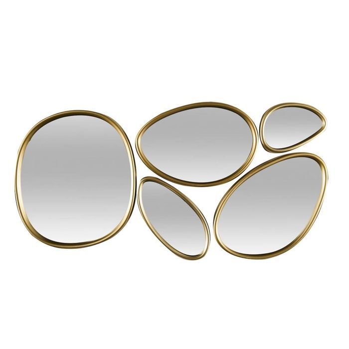 5 miroirs muraux décoratifs aux formes organiques avec contour doré