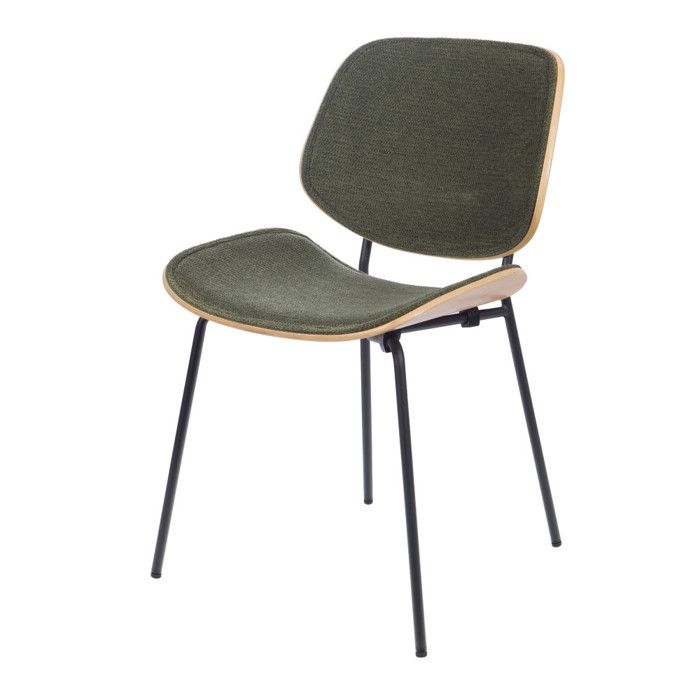 Chaise de salle à manger en tissu vert et chêne Atlanta (lot de 2) - Amadeus Chaise de salle à manger en tissu vert et chêne Atlanta (lot de 2) - Amadeus