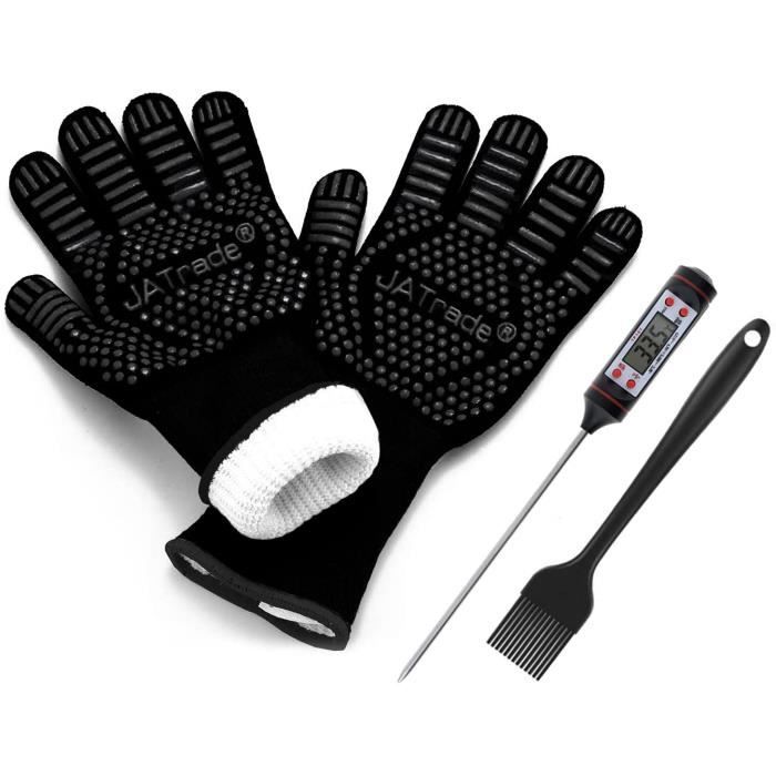 Gants De Cuisine Résistants Chaleur 800°C - Aramide + Coton - Pour Barbecue, Four - Taille L