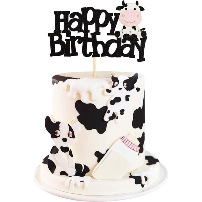 Décoration de gâteau d'anniversaire de la ferme « Happy Birthday » - Vache  grange, cochon rose, animaux du zoo, maison de grange, fête pour fête  prénatale, événements, fournitures de décoration de gâteau 