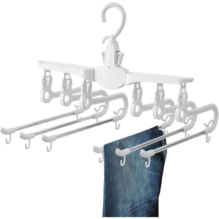 Cintre Pantalon 6-en-1 MOYKSRR - Gain De Place, Acier Inox, Antidérapant (Lot De 2)