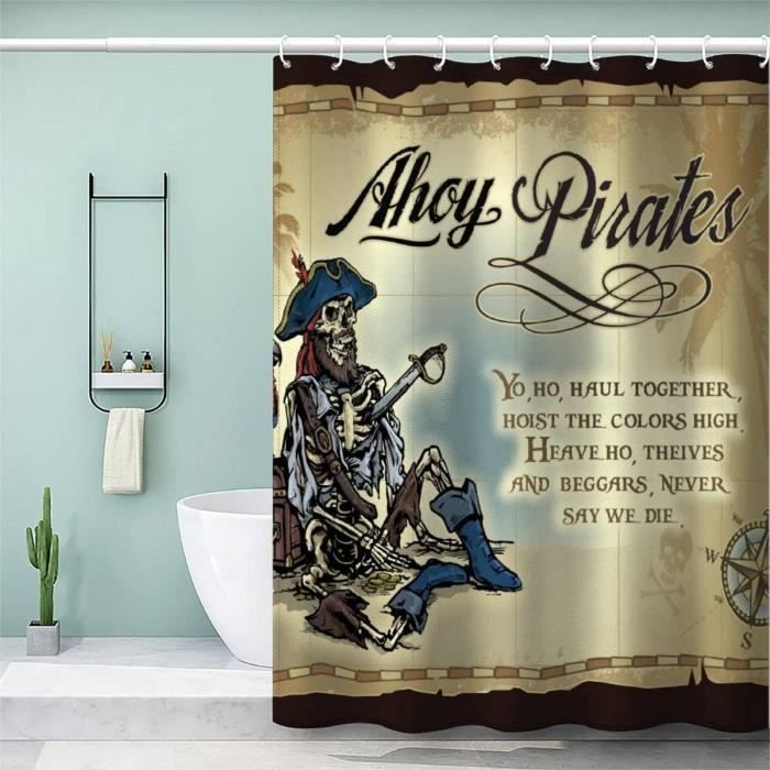 Rideau De Douche Halloween – Motif Squelette Avec Cape Et Citrouille, Imperméable, 180x180cm, 8 Crochets Inclus